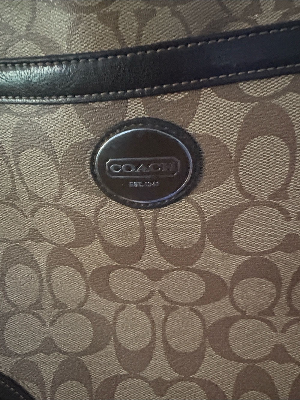 Coach Tan and Dark Brown Signature Crossbody Bag - Picture 2 of 6